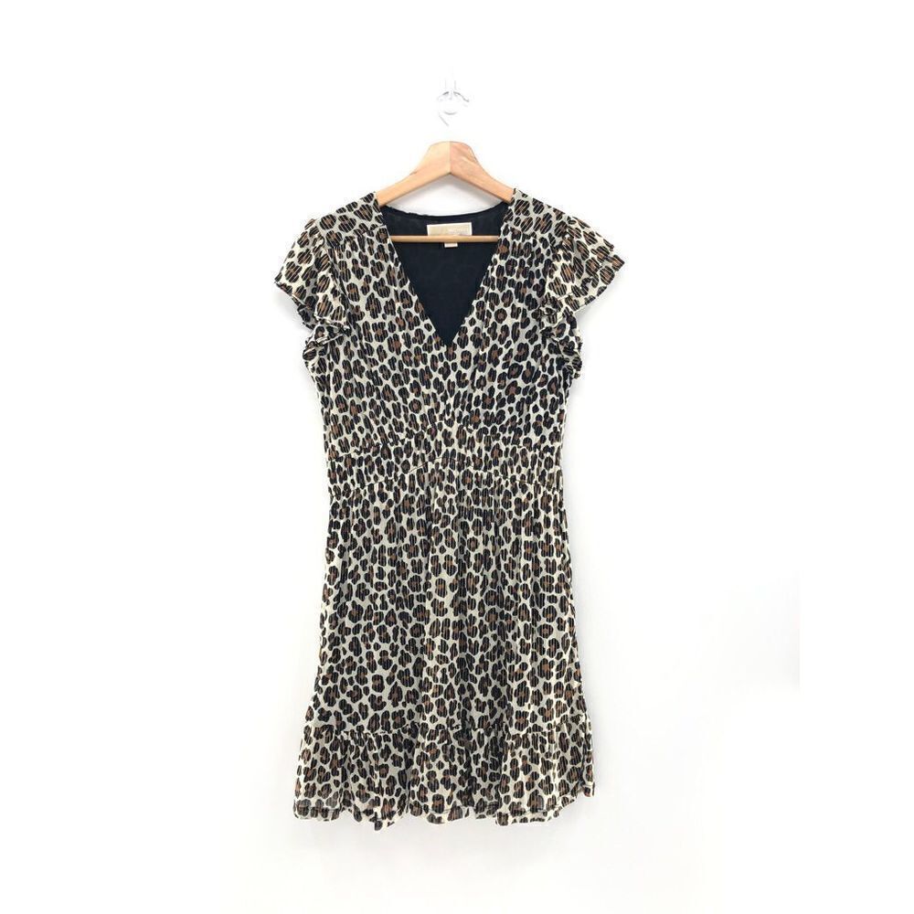 ‎MICHAEL KORS Cheetah Ruffled Print Mini Dress